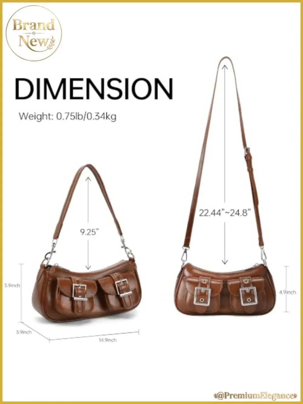 Faux Leather Shoulder Hobo Purse Crossbody Bag with Detachable Strap